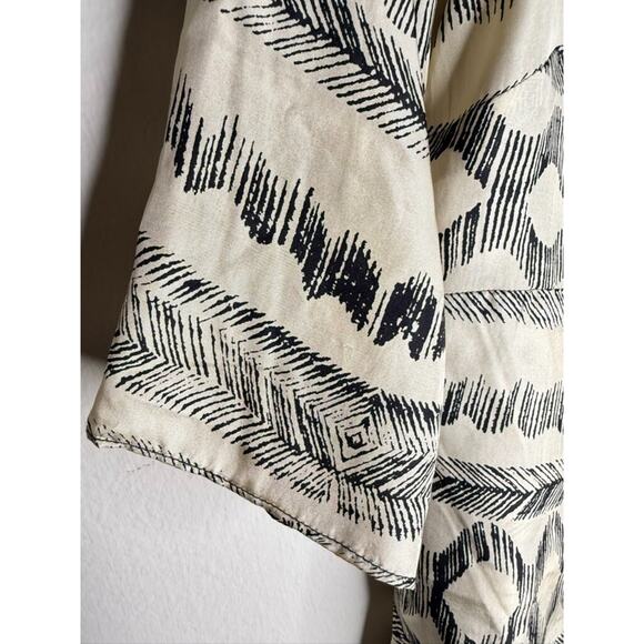 Jigsaw 100% Silk Preppy British Luxury Old Money Boho Geometric 3/4 Sleeve Large - Picture 5 of 11